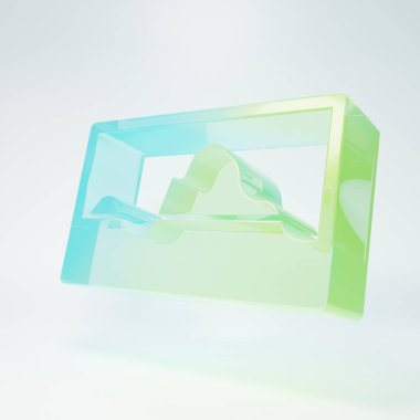 Frosted glass Music wave equalizer icon isolated on white background. Sound wave. Audio digital equalizer technology, console panel, pulse musical. Minimalism concept. 3D render illustration.