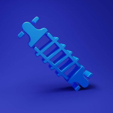 Blue Bicycle suspension icon isolated on blue background. Minimalism concept. 3D render illustration.