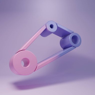 Purple Timing belt kit icon isolated on purple background. Minimalism concept. 3D render illustration.