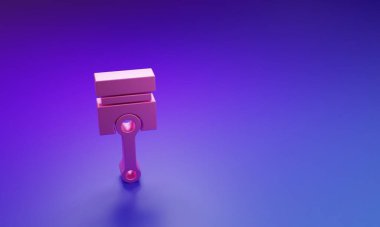 Pink Engine piston icon isolated on purple-blue background. Car engine piston sign. Minimalism concept. 3D render illustration.