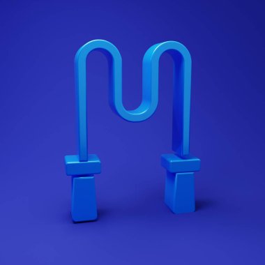 Blue Jump rope icon isolated on blue background. Skipping rope. Sport equipment. Minimalism concept. 3D render illustration.