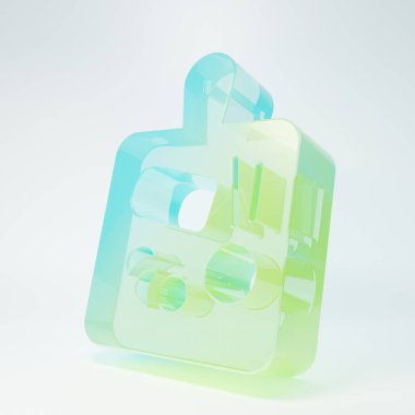 Frosted glass Cutting board icon isolated on white background. Chopping Board symbol. Minimalism concept. 3D render illustration.