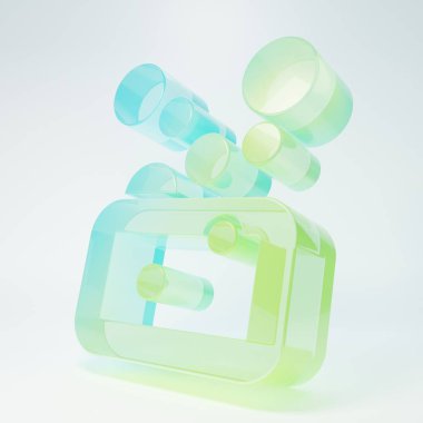 Frosted glass Bar of soap icon isolated on white background. Soap bar with bubbles. Minimalism concept. 3D render illustration.