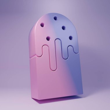 Purple Easter cake icon isolated on purple background. Happy Easter. Minimalism concept. 3D render illustration.