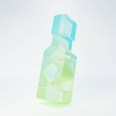 Frosted glass Tabasco sauce icon isolated on white background. Chili cayenne spicy pepper sauce. Minimalism concept. 3D render illustration.