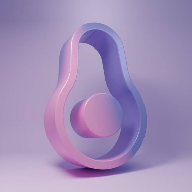 Purple Avocado fruit icon isolated on purple background. Minimalism concept. 3D render illustration.
