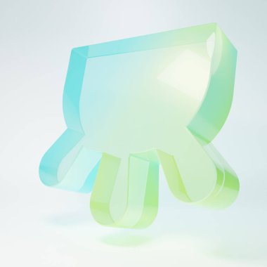 Beyaz zemin üzerinde izole edilmiş buzlu cam Udder simgesi. Minimalizm kavramı. 3 Boyutlu resimleme.