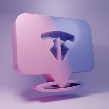 Purple Cat nose icon isolated on purple background. Minimalism concept. 3D render illustration.