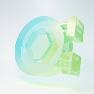 Frosted glass Hanging sign with honeycomb isolated on white background. Signboard icon. Honey cells symbol. Sweet natural food. Minimalism concept. 3D render illustration.