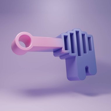 Purple Honey dipper stick with dripping honey icon isolated on purple background. Honey ladle. Minimalism concept. 3D render illustration.