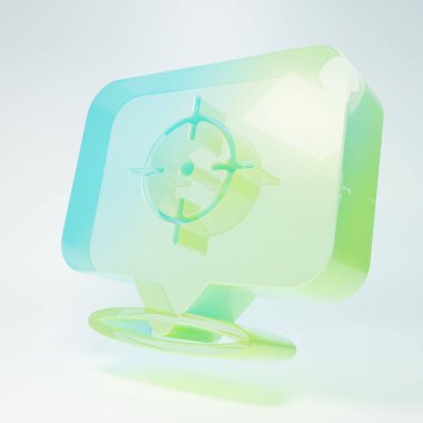 Frosted glass Target financial goal concept icon isolated on white background. Symbolic goals achievement, success. Minimalism concept. 3D render illustration.