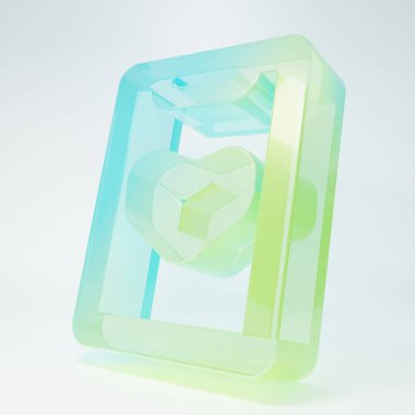 Buzlu cam kafeterya menüsü simgesi beyaz arka planda izole edilmiş. Minimalizm kavramı. 3 Boyutlu resimleme.