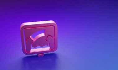 Pink Drawbridge ahead icon isolated on purple-blue background. Information road sign. Minimalism concept. 3D render illustration.