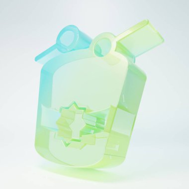 Frosted glass Ramadan drum icon isolated on white background. Minimalism concept. 3D render illustration.