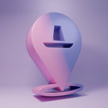 Purple Traditional mexican sombrero hat icon isolated on purple background. Minimalism concept. 3D render illustration.