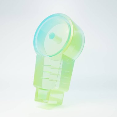 Beyaz zemin üzerinde izole edilmiş buzlu cam açı öğütücü simgesi. Minimalizm kavramı. 3 Boyutlu resimleme.