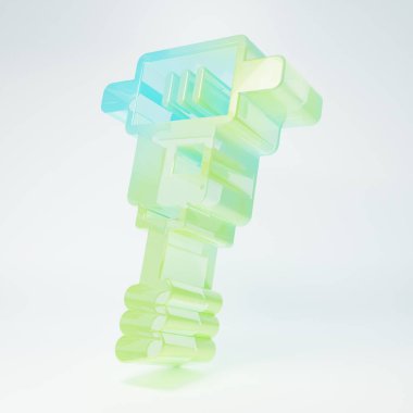 Frosted glass Electrical hand concrete mixer icon isolated on white background. Handheld electric cement mixer. Minimalism concept. 3D render illustration.