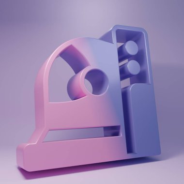 Purple Astronaut helmet icon isolated on purple background. Minimalism concept. 3D render illustration.
