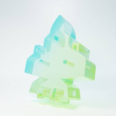 Frosted glass Jet fighter icon isolated on white background. Military aircraft. Minimalism concept. 3D render illustration.