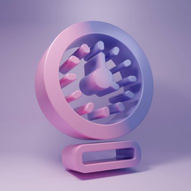 Purple Clock icon isolated on purple background. Time symbol. Minimalism concept. 3D render illustration.