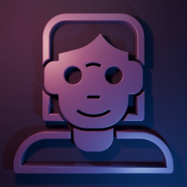 Purple Hacker or coder icon isolated on purple-blue background. Programmer developer working on code, coding, testing, debugging, analysing. Minimalism concept. 3D render illustration.
