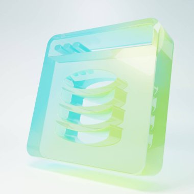 Frosted glass Server, Data, Web Hosting icon isolated on white background. Minimalism concept. 3D render illustration.