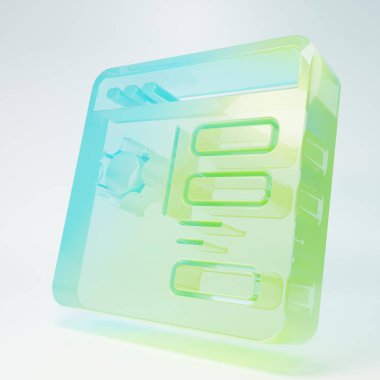 Frosted glass Browser setting icon isolated on white background. Adjusting, service, maintenance, repair, fixing. Minimalism concept. 3D render illustration.