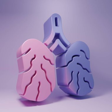 Purple Disease lungs icon isolated on purple background. Minimalism concept. 3D render illustration.