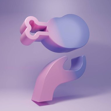 Mor Bağış gıda ikonu, mor arka planda izole edilmiş. Minimalizm kavramı. 3 Boyutlu resimleme.