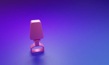 Mor-mavi arka planda izole edilmiş manikür ikonu için Pembe Değirmen kesici. Manikür için bir cihaz. Manikür aletleri. Minimalizm kavramı. 3 Boyutlu resimleme.