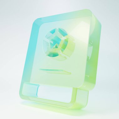 Frosted glass Football learning book icon isolated on white background. Minimalism concept. 3D render illustration.