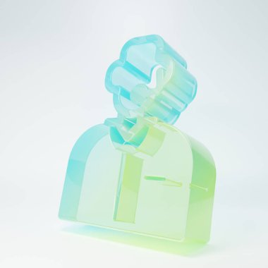 Frosted glass Football or soccer commentator icon isolated on white background. Minimalism concept. 3D render illustration.