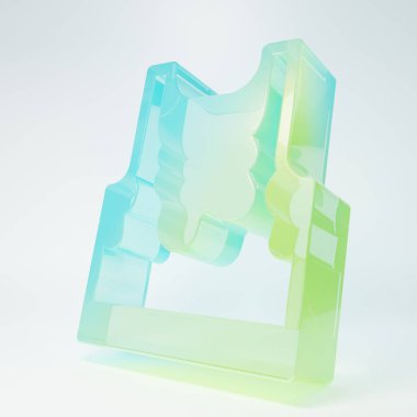 Frosted glass Sweaty sleeveless sport t-shirt icon isolated on white background. Minimalism concept. 3D render illustration.