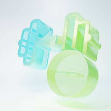 Frosted glass Dumbbell icon isolated on white background. Muscle lifting, fitness barbell, sports equipment. Minimalism concept. 3D render illustration.