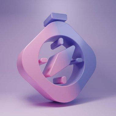 Purple Compass icon isolated on purple background. Windrose navigation symbol. Wind rose sign. Minimalism concept. 3D render illustration.