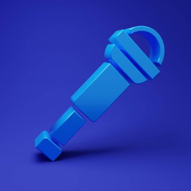 Blue Spyglass telescope lens icon isolated on blue background. Sailor spyglass. Minimalism concept. 3D render illustration.