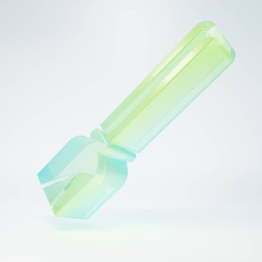 Beyaz arkaplanda izole edilmiş buzlu cam süpürge sapı simgesi. Temizlik hizmeti konsepti. Minimalizm kavramı. 3 Boyutlu resimleme.