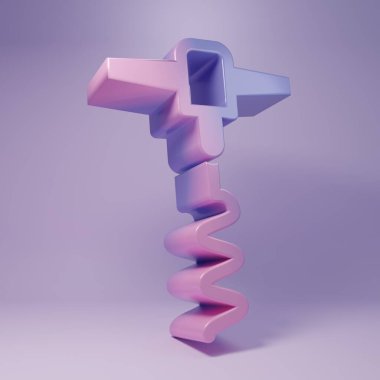 Purple Wine corkscrew icon isolated on purple background. Minimalism concept. 3D render illustration.