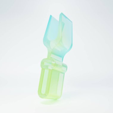 Frosted glass Barbecue fork icon isolated on white background. BBQ fork sign. Barbecue and grill tool. Minimalism concept. 3D render illustration.