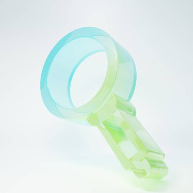 Frosted glass Frying pan icon isolated on white background. Fry or roast food symbol. Minimalism concept. 3D render illustration.