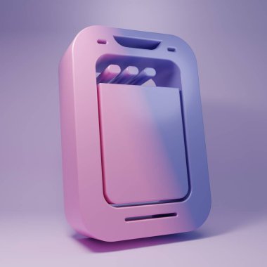 Purple Smartphone, mobile phone icon isolated on purple background. Minimalism concept. 3D render illustration.