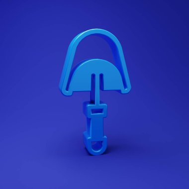 Mavi Spatula simgesi mavi arkaplanda izole edildi. Mutfak spatula ikonu. Barbekü spatula işareti. Barbekü ve ızgara aleti. Minimalizm kavramı. 3 Boyutlu resimleme.