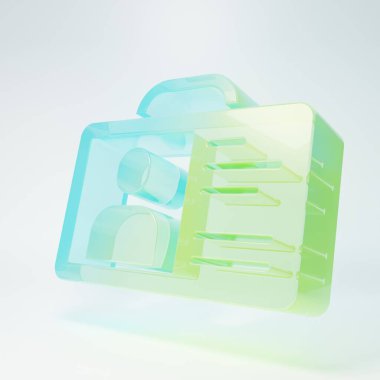 Frosted glass Identification badge icon isolated on white background. It can be used for presentation, identity of the company, advertising. Minimalism concept. 3D render illustration.