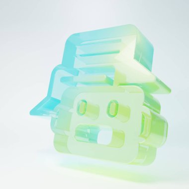 Frosted glass Chat bot icon isolated on white background. Chatbot icon. Minimalism concept. 3D render illustration.
