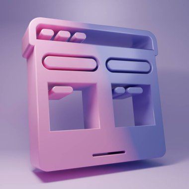 Purple Online translator icon isolated on purple background. Foreign language conversation icons in chat speech bubble. Translating concept. Minimalism concept. 3D render illustration.