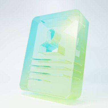 Frosted glass Identification badge icon isolated on white background. It can be used for presentation, identity of the company, advertising. Minimalism concept. 3D render illustration.
