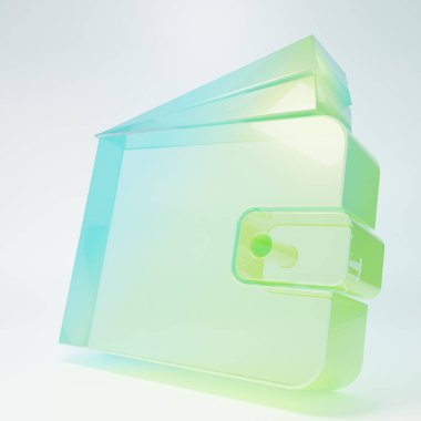 Frosted glass Wallet icon isolated on white background. Minimalism concept. 3D render illustration.