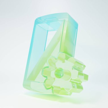 Frosted glass Setting on smartphone icon isolated on white background. Mobile and gear. Adjusting, service, setting, maintenance, repair, fixing. Minimalism concept. 3D render illustration.