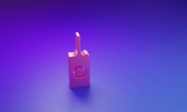 Pink Remote control icon isolated on purple-blue background. Minimalism concept. 3D render illustration.