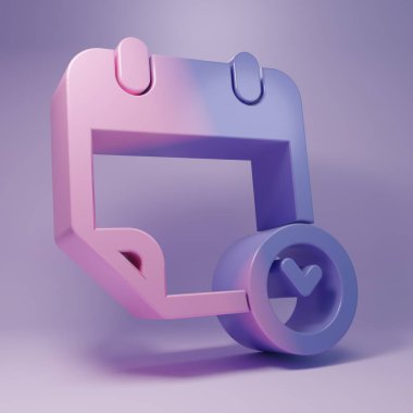Purple Calendar and clock icon isolated on purple background. Schedule, appointment, organizer, timesheet, time management, important date. Minimalism concept. 3D render illustration.